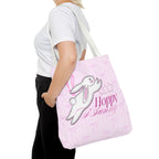 Hoppy Bunny Pink Tote Bag — Cute Easter Bunny All-Over Print