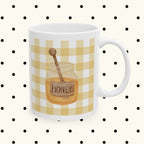 Floral Gingham Ceramic Mug – Cute Autumn Sunflower Design (11oz & 15oz)