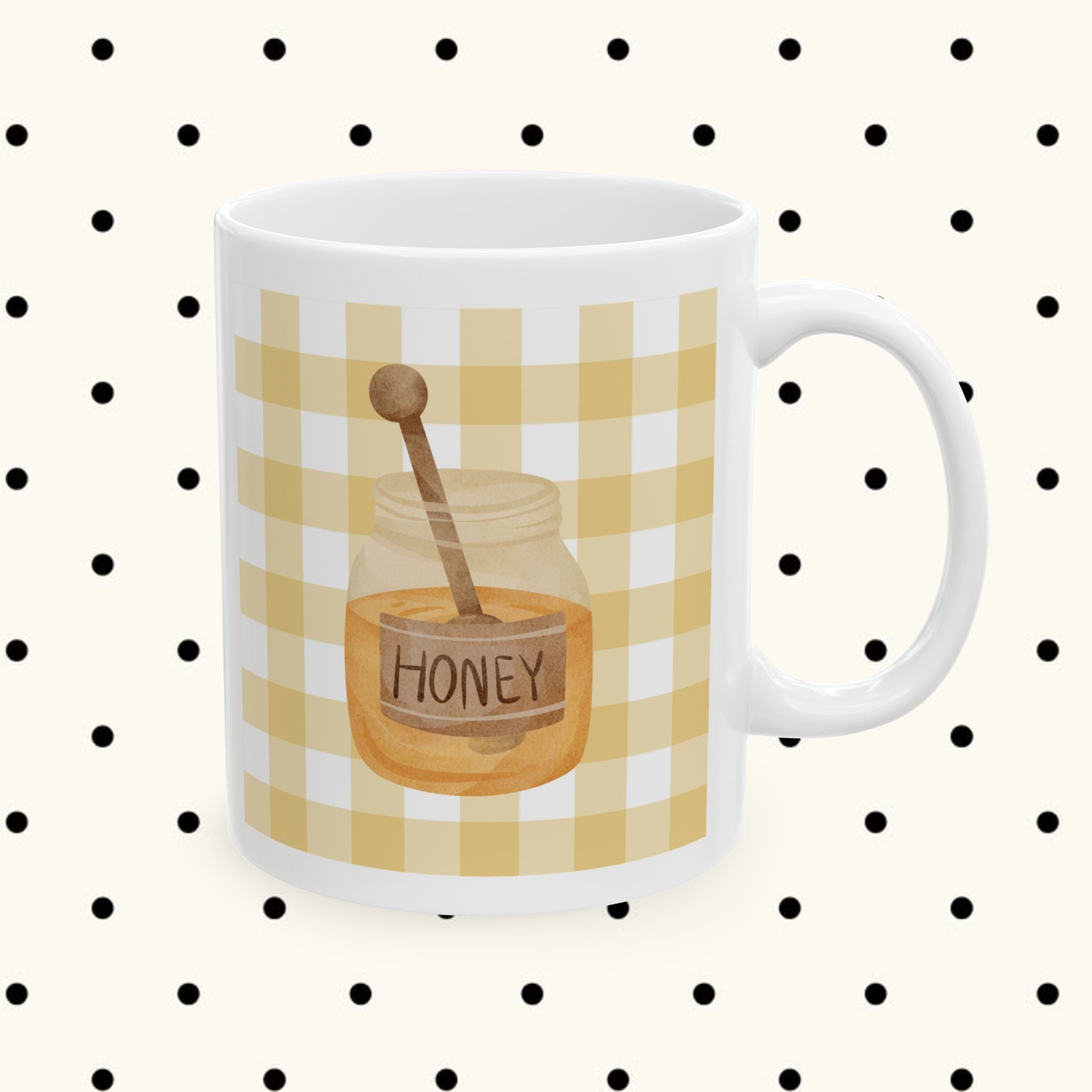 Floral Gingham Ceramic Mug – Cute Autumn Sunflower Design (11oz & 15oz)
