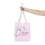 Hoppy Bunny Pink Tote Bag — Cute Easter Bunny All-Over Print