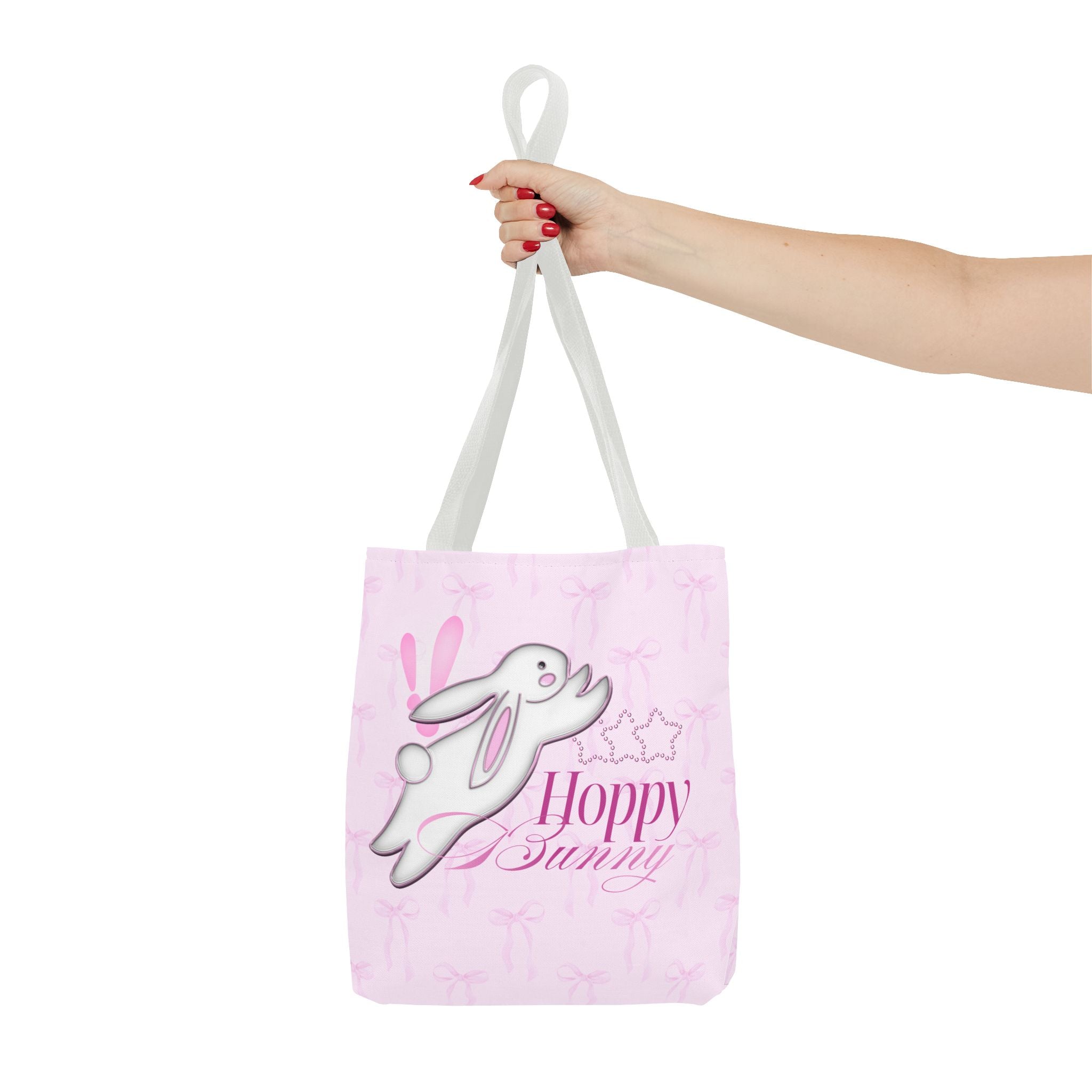 Hoppy Bunny Pink Tote Bag — Cute Easter Bunny All-Over Print