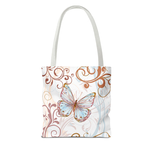 Butterfly Flourish Tote Bag — Floral Swirl All-Over Print