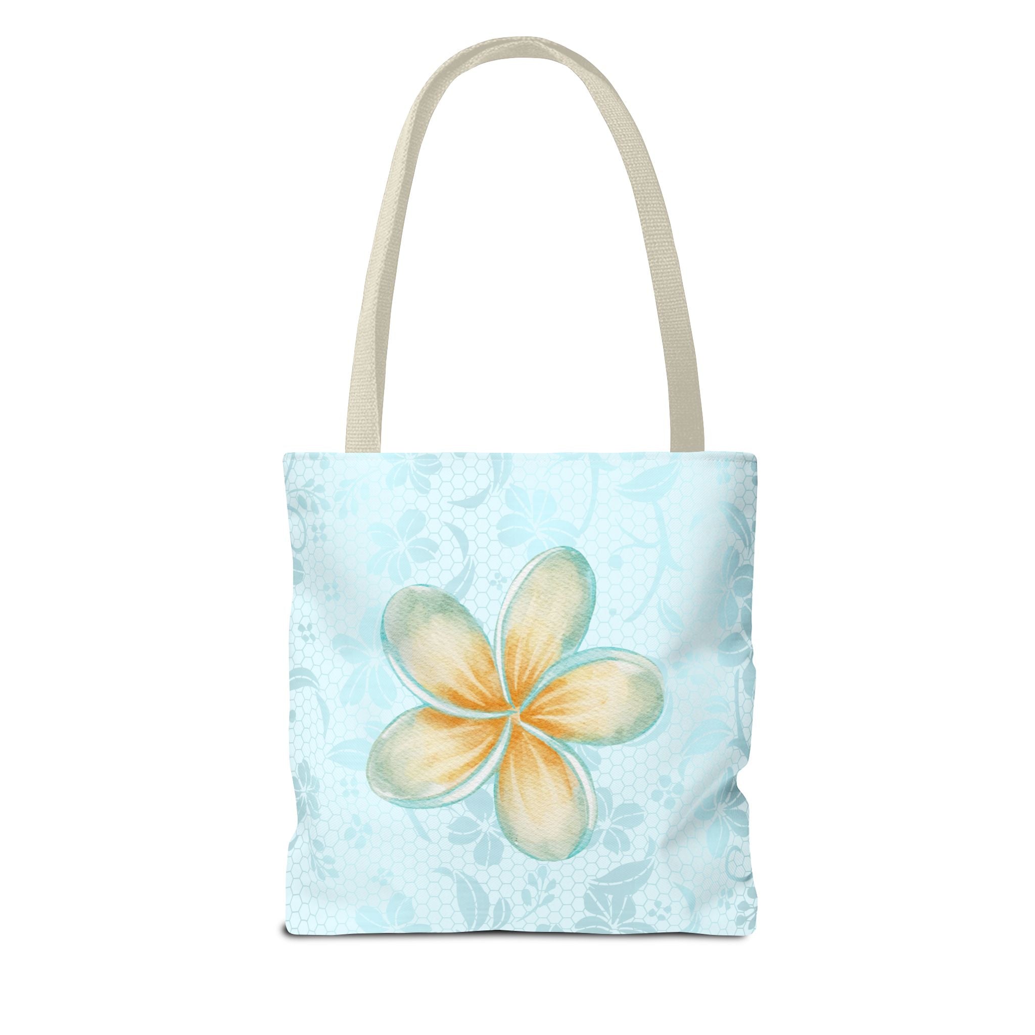 Plumeria Floral Tote Bag — Tropical Watercolor Beach Shopper