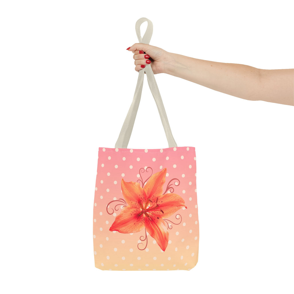 Floral Lily Polka Dot Tote