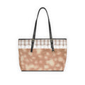 Deer Lace Design Beige Tote Bag — PU Leather Shoulder Tote