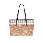 Deer Lace Design Beige Tote Bag — PU Leather Shoulder Tote