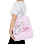 Hoppy Bunny Pink Tote Bag — Cute Easter Bunny All-Over Print