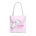 Hoppy Bunny Pink Tote Bag — Cute Easter Bunny All-Over Print
