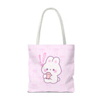 Hoppy Bunny Pink Tote Bag — Cute Easter Bunny All-Over Print