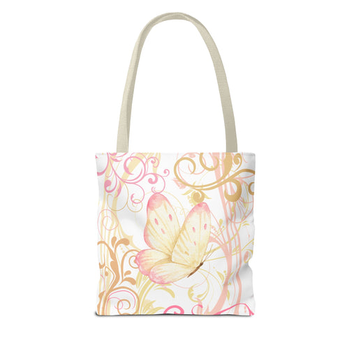 Butterfly Flourish Tote Bag — Pastel Floral Carryall