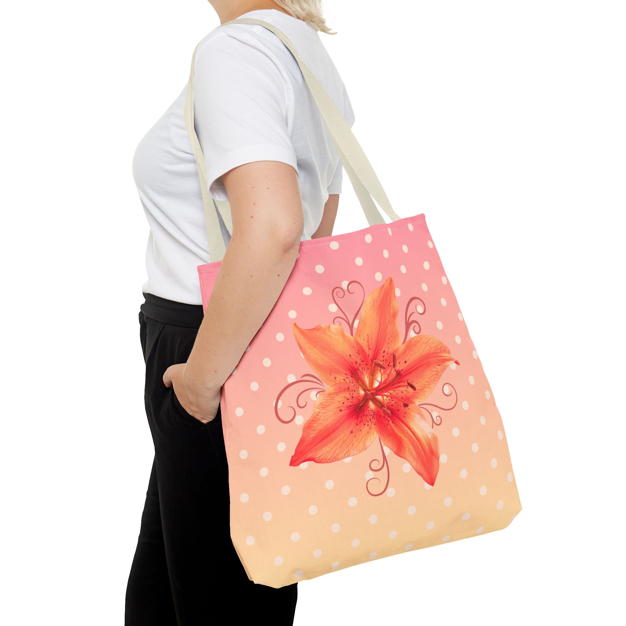 Floral Lily Polka Dot Tote