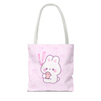 Hoppy Bunny Pink Tote Bag — Cute Easter Bunny All-Over Print