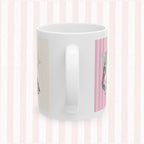 Cat Portrait Ceramic Mug – Pink Stripes & Leopard Star Coffee Cup (11oz/15oz)