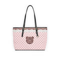 Pink Polka Dot Tote Bag with Lace design & Plaid Heart Accent