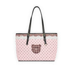 Pink Polka Dot Tote Bag with Lace design & Plaid Heart Accent