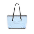 Blue Lace Angel Design Tote Bag with Rhinestone Wing Accent — Elegant PU Shoulder Bag