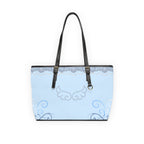 Blue Lace Angel Design Tote Bag with Rhinestone Wing Accent — Elegant PU Shoulder Bag