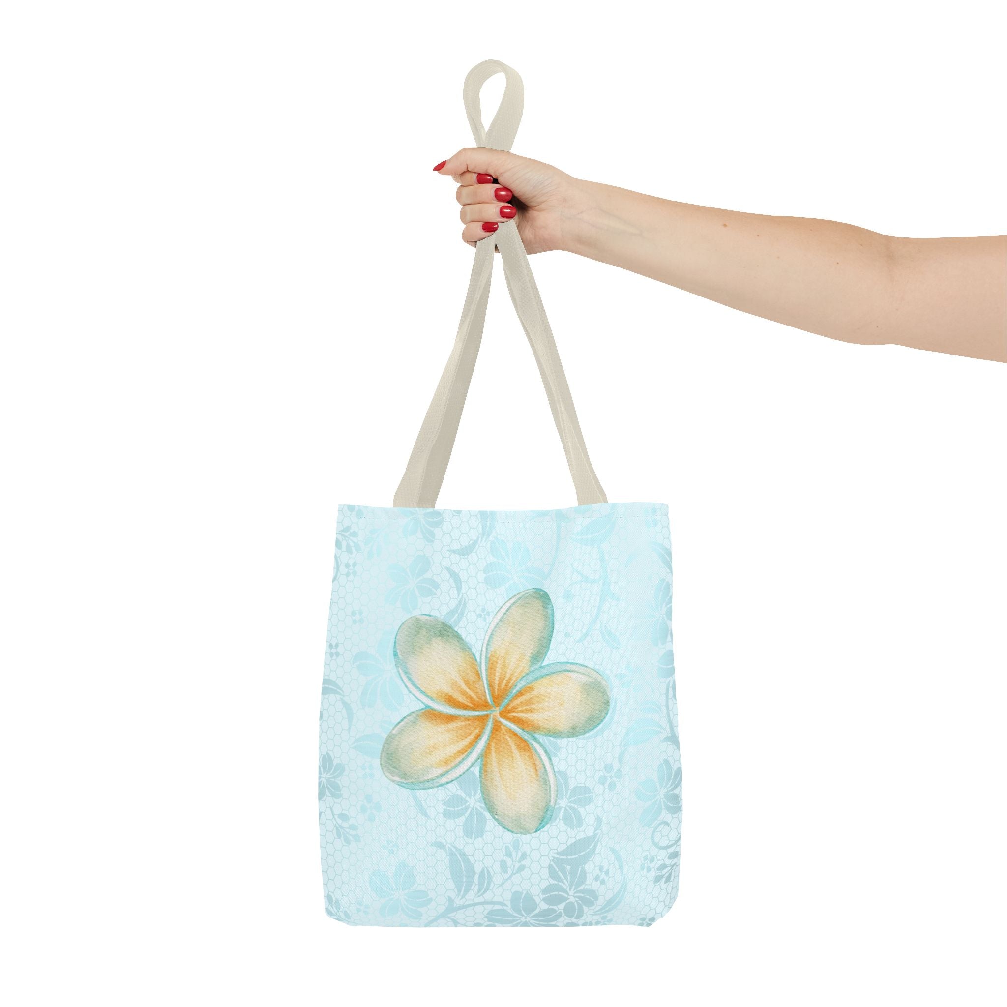 Plumeria Floral Tote Bag — Tropical Watercolor Beach Shopper