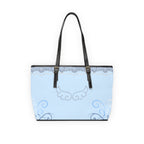 Blue Lace Angel Design Tote Bag with Rhinestone Wing Accent — Elegant PU Shoulder Bag