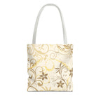 Floral Gold Swirl Tote Bag — Elegant Vintage Floral All-Over Print Tote