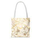 Floral Gold Swirl Tote Bag — Elegant Vintage Floral All-Over Print Tote
