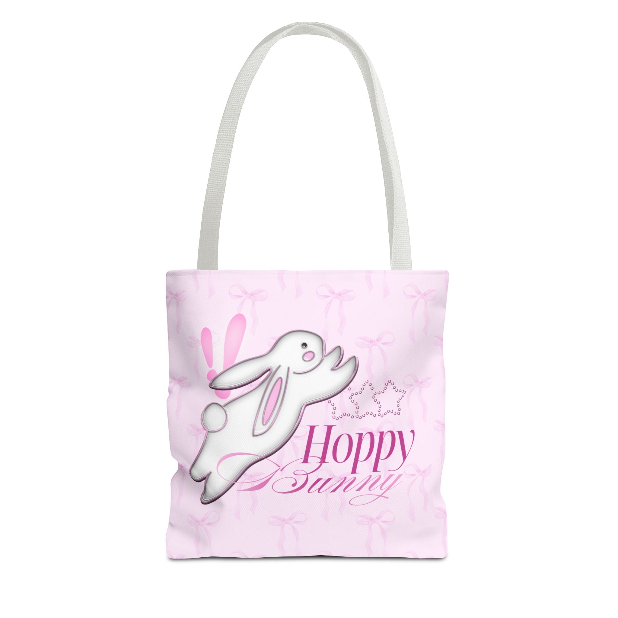 Hoppy Bunny Pink Tote Bag — Cute Easter Bunny All-Over Print