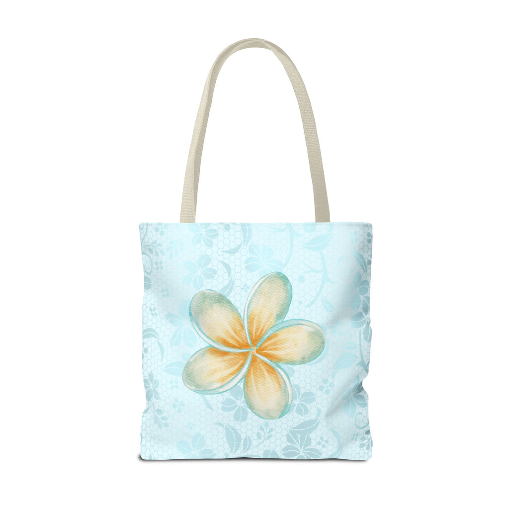 Plumeria Floral Tote Bag — Tropical Watercolor Beach Shopper