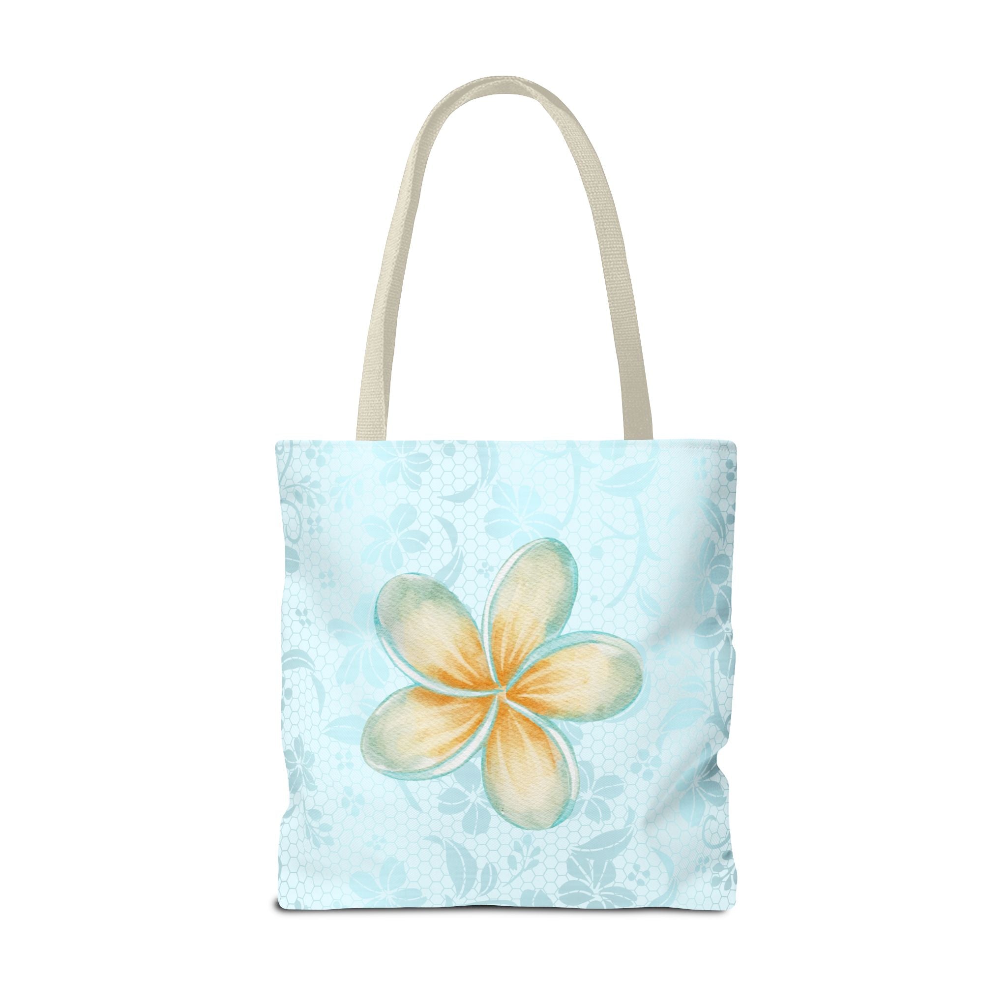 Plumeria Floral Tote Bag — Tropical Watercolor Beach Shopper
