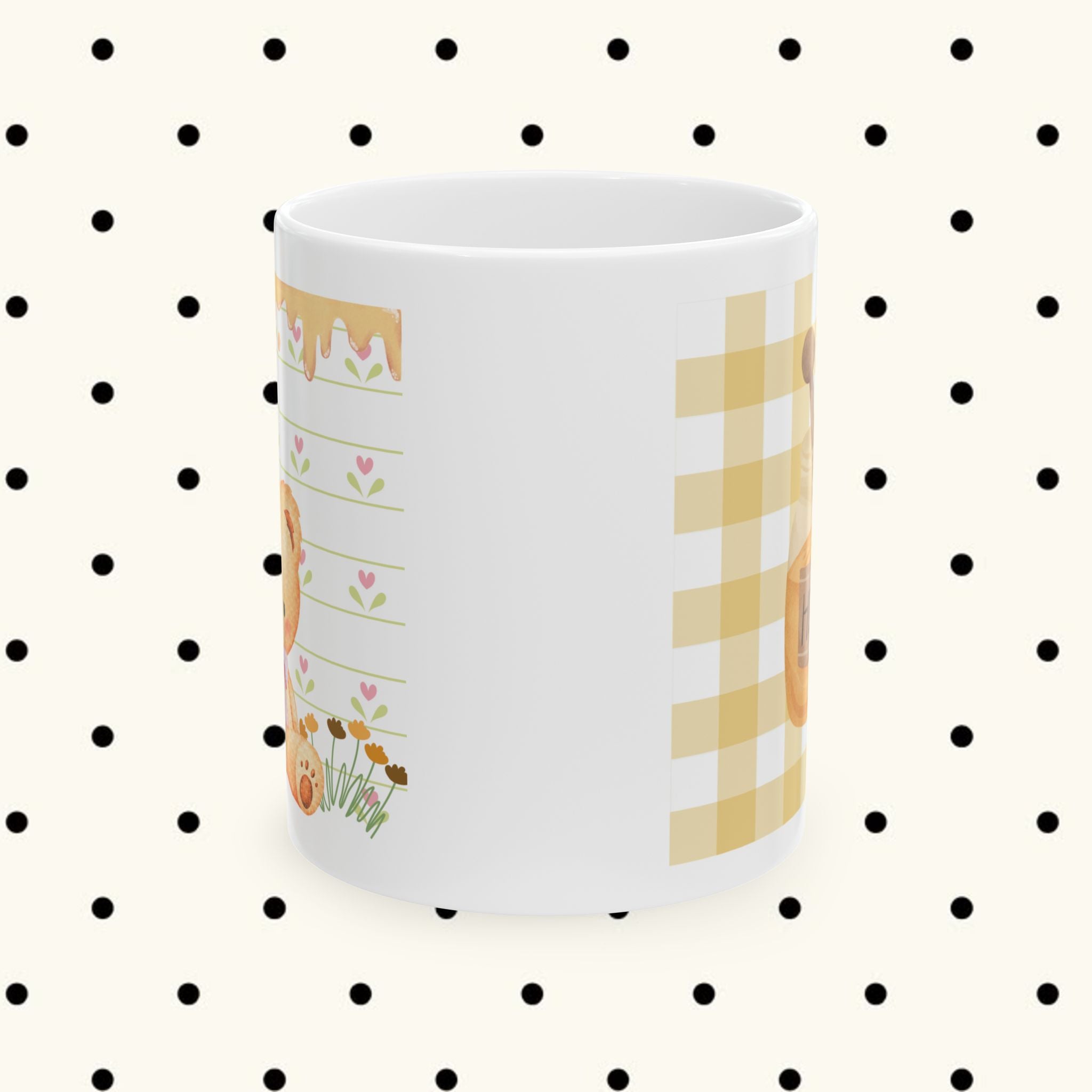 Floral Gingham Ceramic Mug – Cute Autumn Sunflower Design (11oz & 15oz)