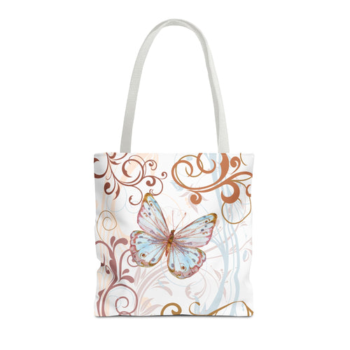 Butterfly Flourish Tote Bag — Floral Swirl All-Over Print