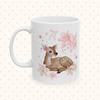 Cute Deer Floral Ceramic Mug — Pastel Woodland Baby Shower Gift (11oz/15oz)