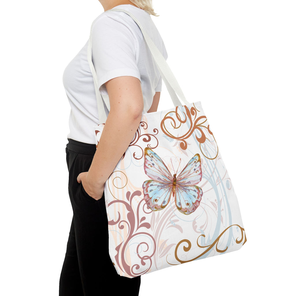 Butterfly Flourish Tote Bag — Floral Swirl All-Over Print