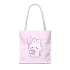 Hoppy Bunny Pink Tote Bag — Cute Easter Bunny All-Over Print