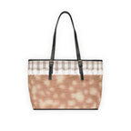 Deer Lace Design Beige Tote Bag — PU Leather Shoulder Tote