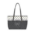 Tote Bag — Elegant Black Lace Design & Polka Dot PU Shoulder Tote with Pearl Bow Accent
