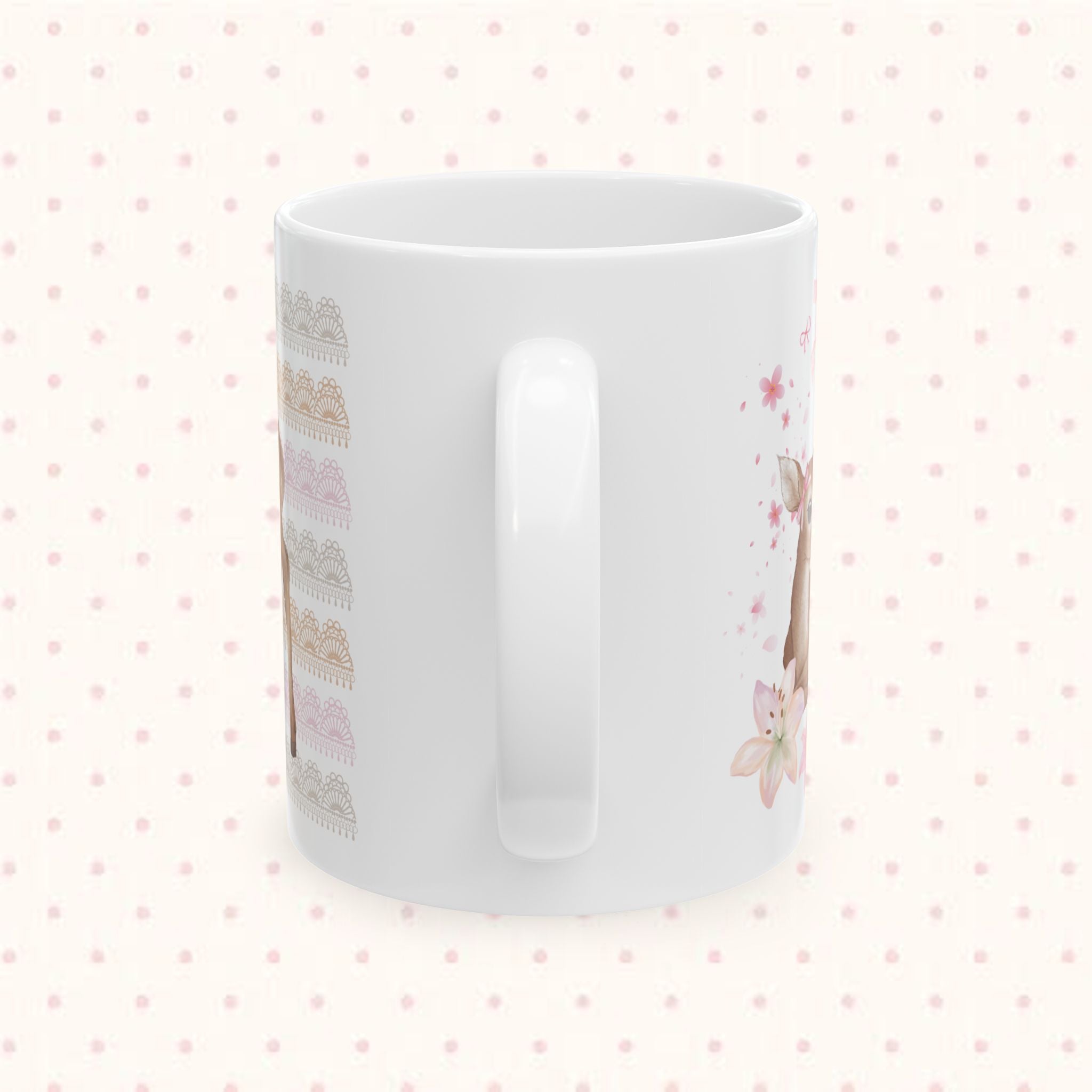 Cute Deer Floral Ceramic Mug — Pastel Woodland Baby Shower Gift (11oz/15oz)