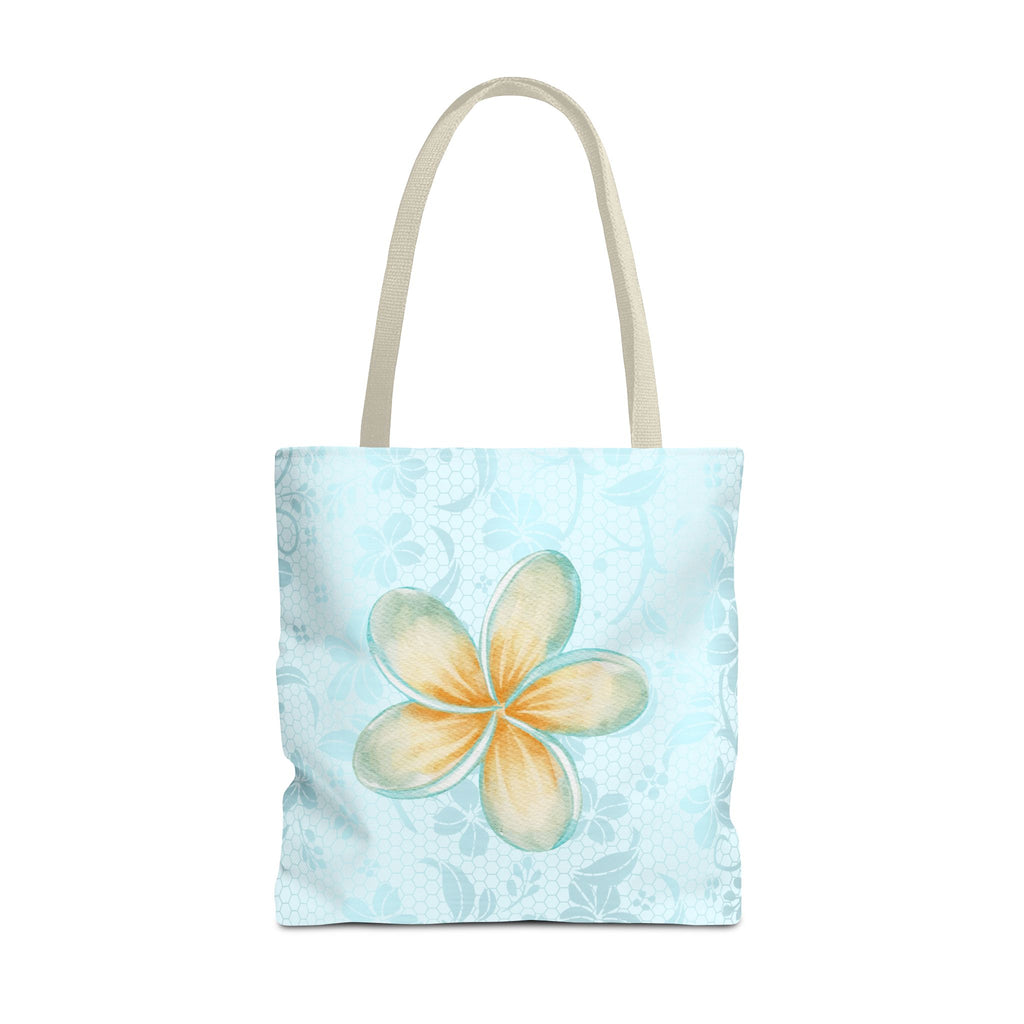 Plumeria Floral Tote Bag — Tropical Watercolor Beach Shopper