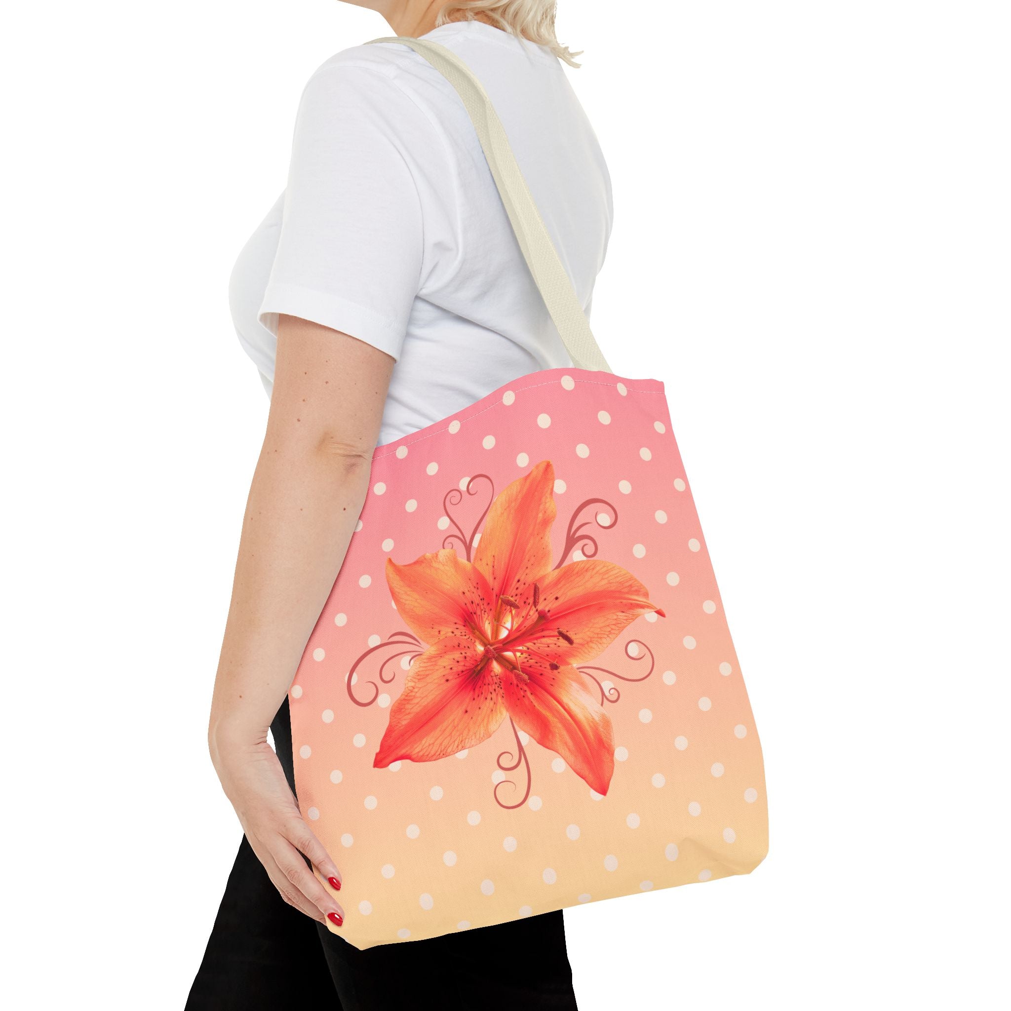 Floral Lily Polka Dot Tote
