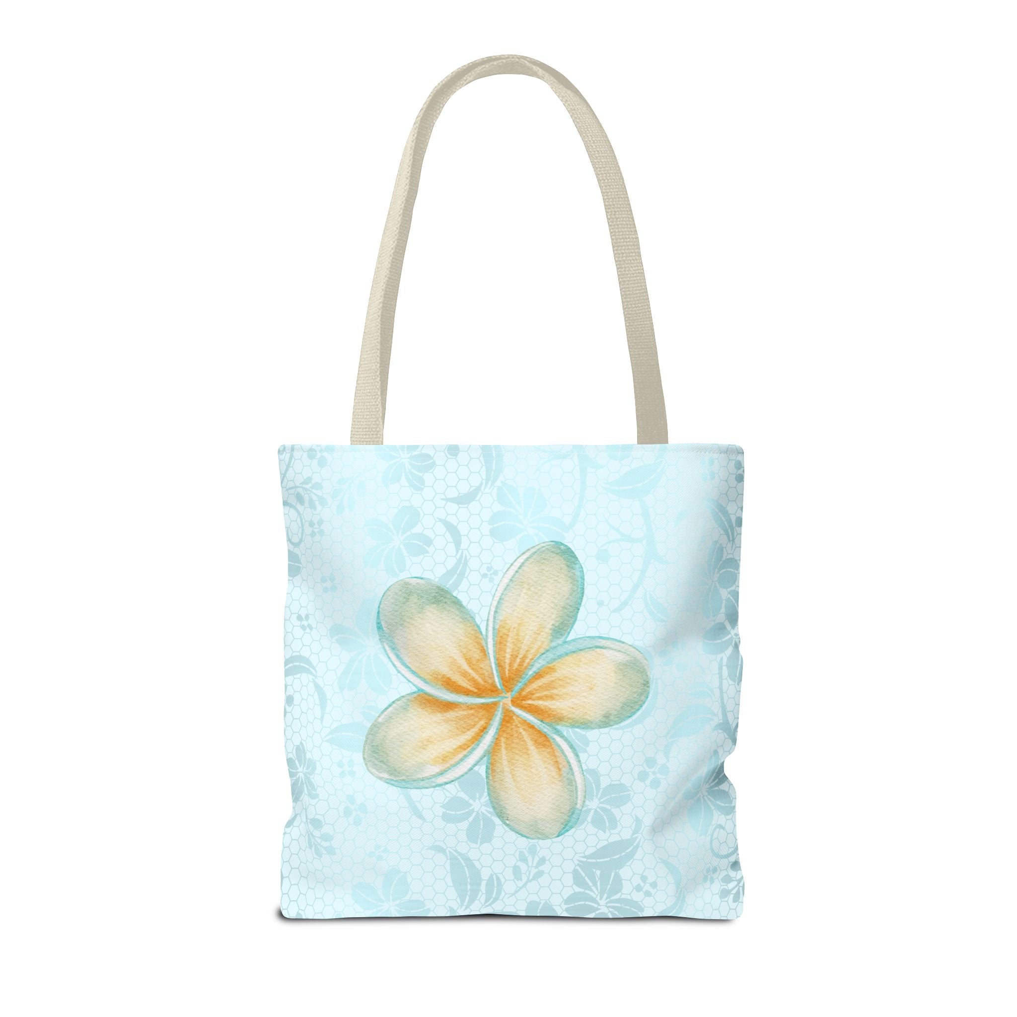 Plumeria Floral Tote Bag — Tropical Watercolor Beach Shopper