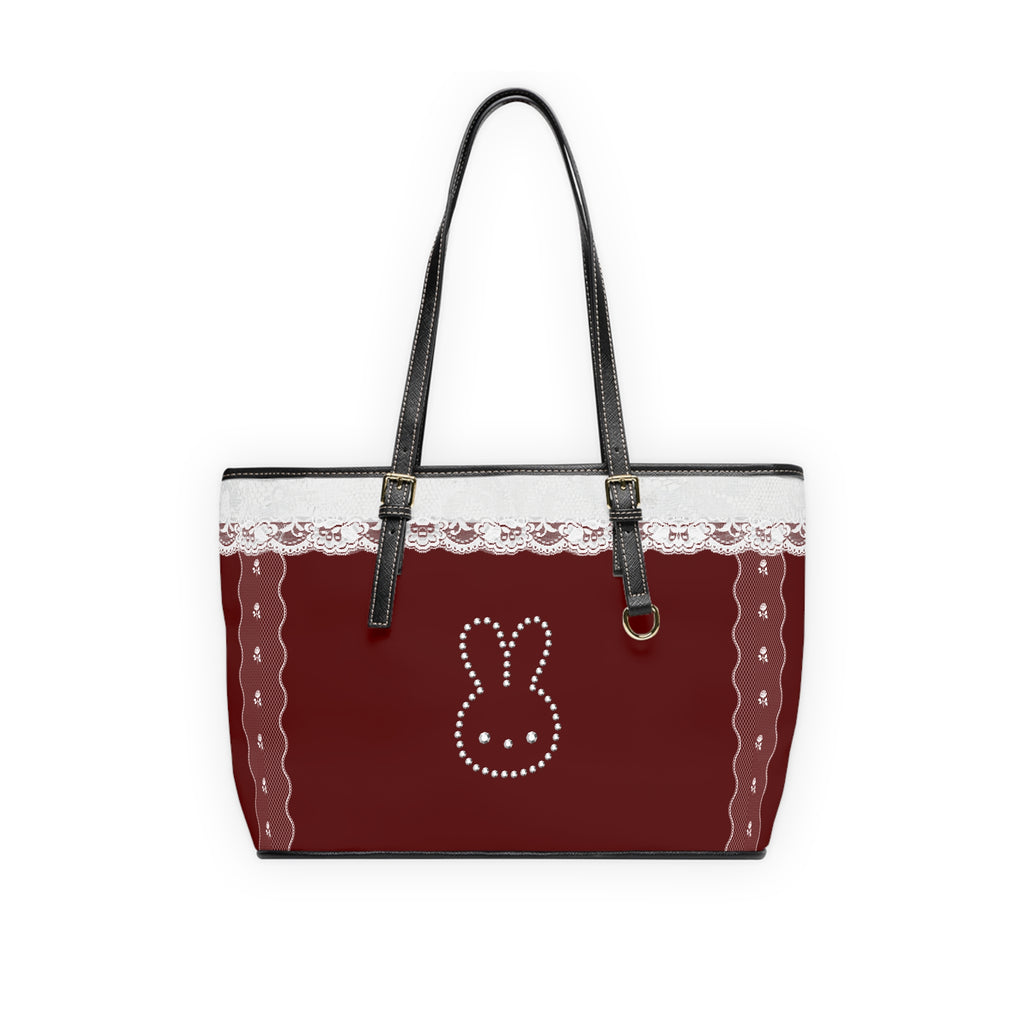 Bunny Lace Design PU Leather Shoulder Bag – Cute Maroon/Burdeaux Tote for Everyday & Gifts