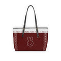 Bunny Lace Design PU Leather Shoulder Bag – Cute Maroon/Burdeaux Tote for Everyday & Gifts
