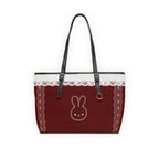 Bunny Lace Design PU Leather Shoulder Bag – Cute Maroon/Burdeaux Tote for Everyday & Gifts