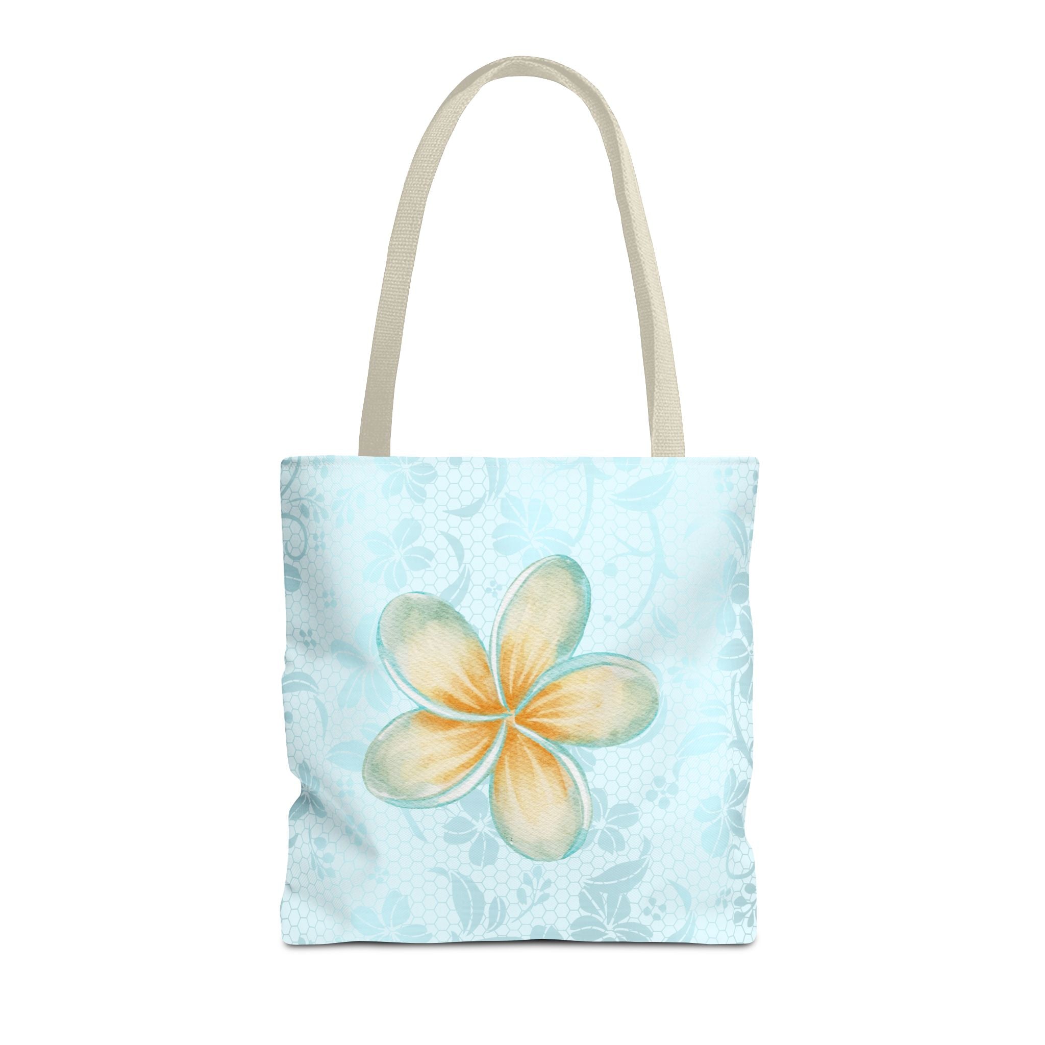 Plumeria Floral Tote Bag — Tropical Watercolor Beach Shopper