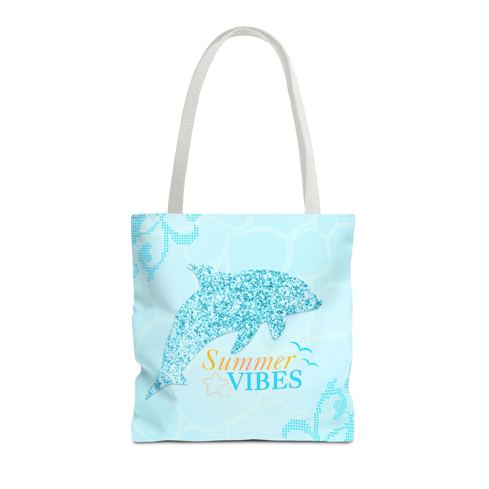 Summer Vibes Dolphin Tote Bag — Beachy Floral All-Over Print