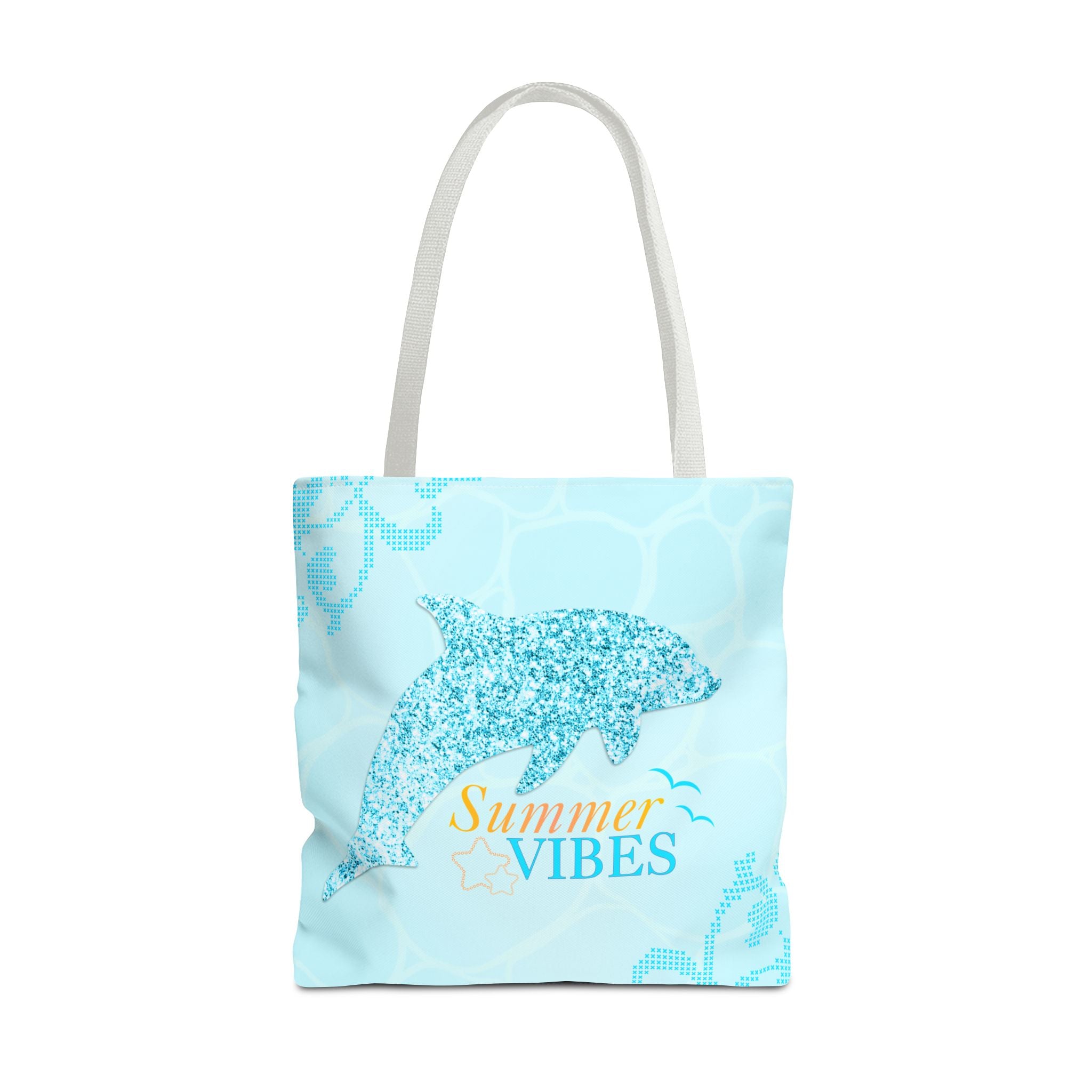 Summer Vibes Dolphin Tote Bag — Beachy Floral All-Over Print