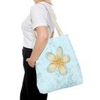 Plumeria Floral Tote Bag — Tropical Watercolor Beach Shopper