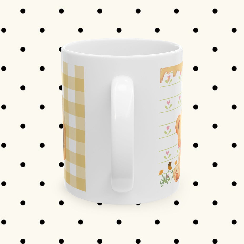 Floral Gingham Ceramic Mug – Cute Autumn Sunflower Design (11oz & 15oz)