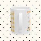 Floral Gingham Ceramic Mug – Cute Autumn Sunflower Design (11oz & 15oz)