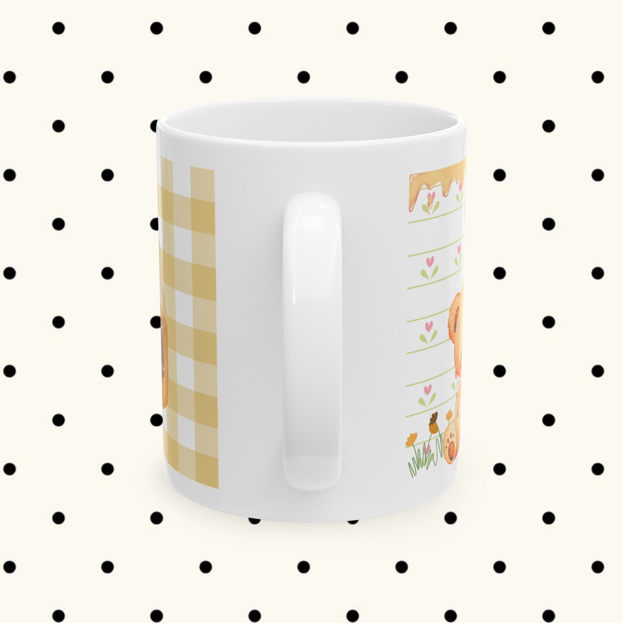 Floral Gingham Ceramic Mug – Cute Autumn Sunflower Design (11oz & 15oz)