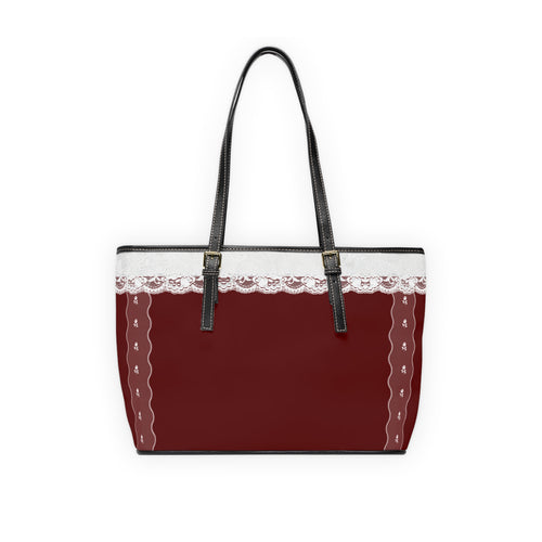 Bunny Lace Design PU Leather Shoulder Bag – Cute Maroon/Burdeaux Tote for Everyday & Gifts